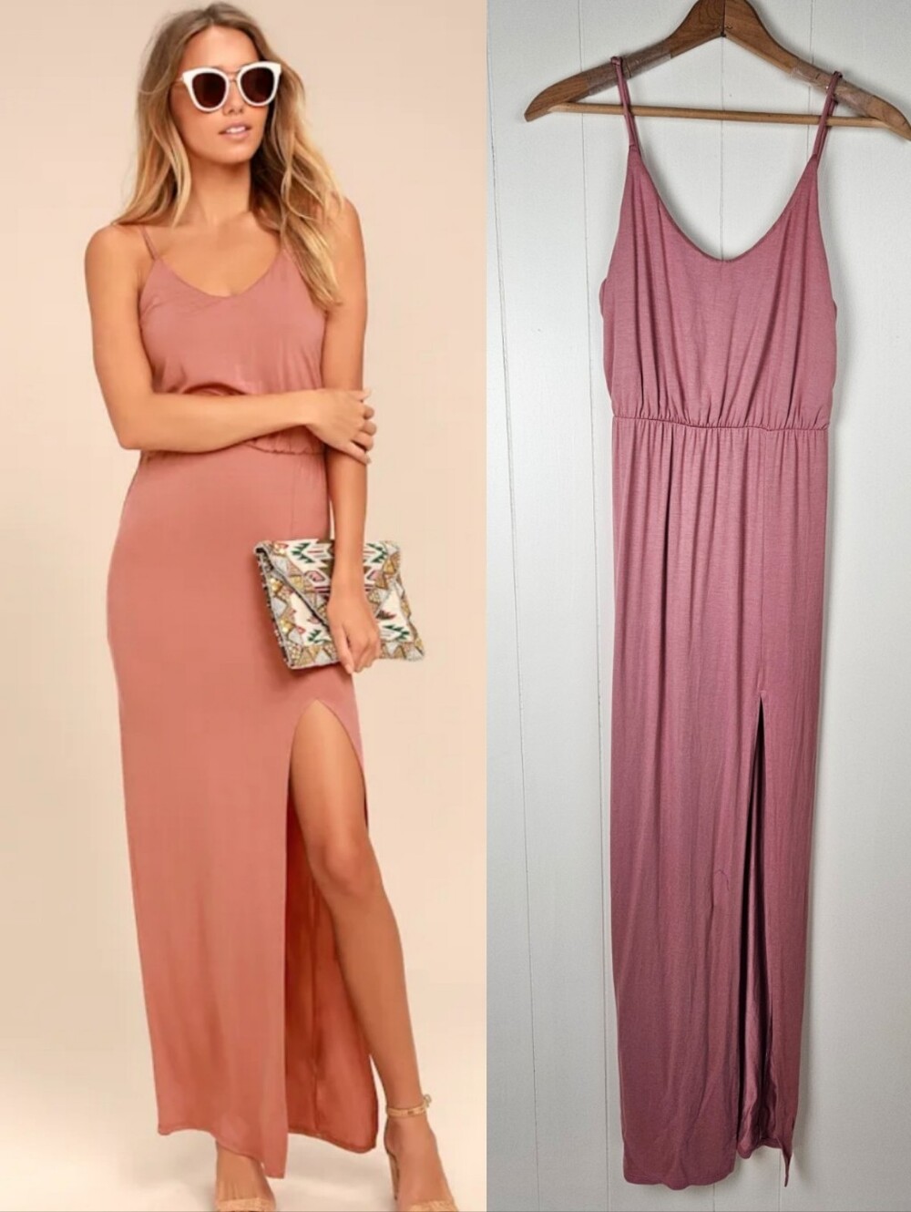NWT Lulus Watch The Sunset Stretchy Pink Maxi Dress